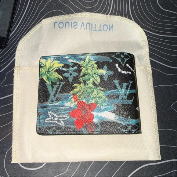 Louis Vuitton Men's Slender Wallet Monogram Surfin' Navy Blue Limited Edition